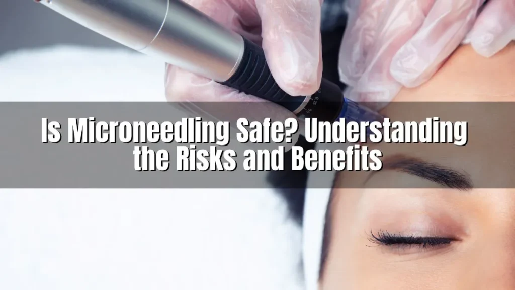 Microneedling procedure being performed on a woman's forehead in a clinical setting