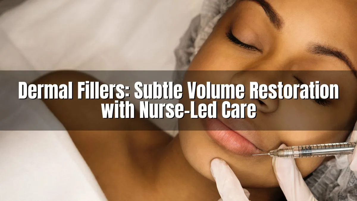 Woman receiving a dermal filler injection near her lips, highlighting nurse-led aesthetic care for subtle volume restoration.