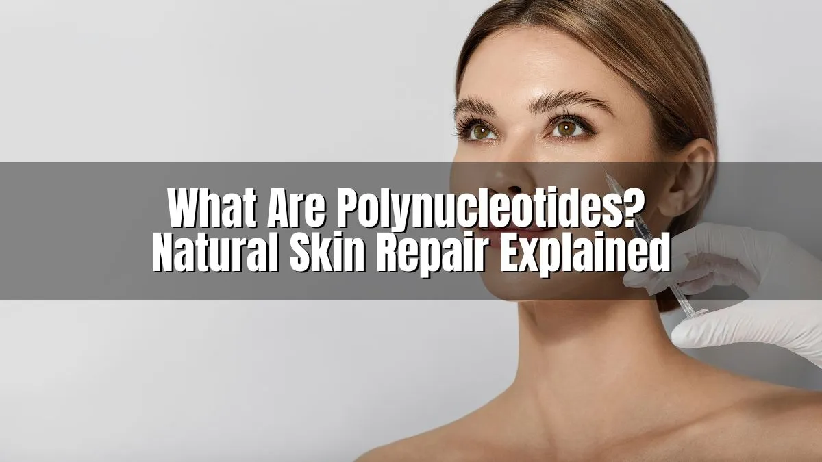Woman receiving a facial injection while seated, representing a polynucleotide treatment for natural skin repair.